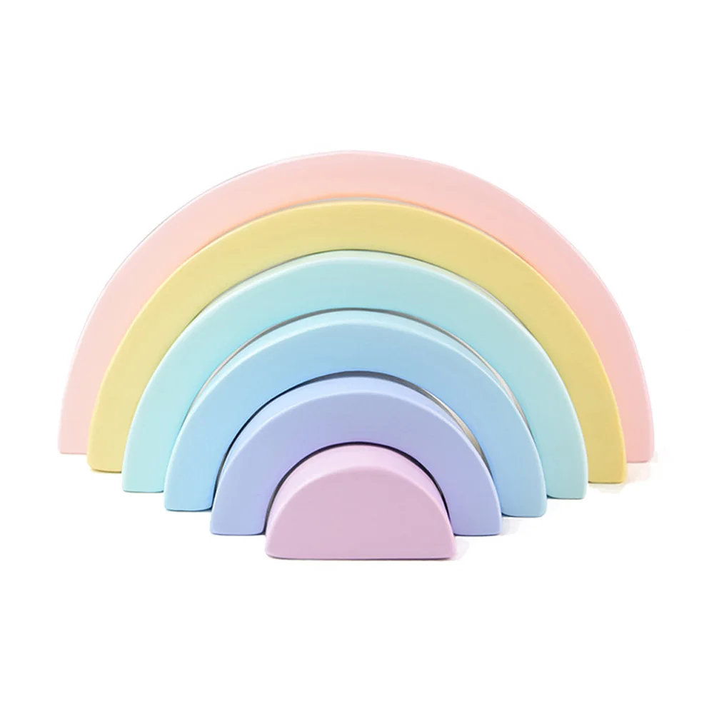 DROPSHIPPIN 6 шт. деревянные радужные блоки штабелер arcoiris для детей Радуга