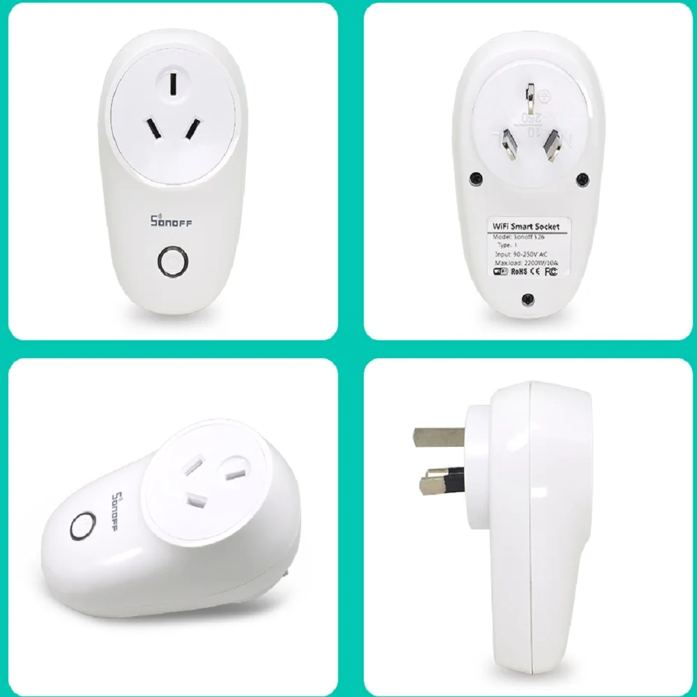 S26 AU SONOFF S26/MINI/Basic Wifi умная розетка беспроводной штекер переключатель EU-E/EU-F/UK/US/AU 220V 10A работа с Google Home Automation Alexa - Комплект: S26 AU