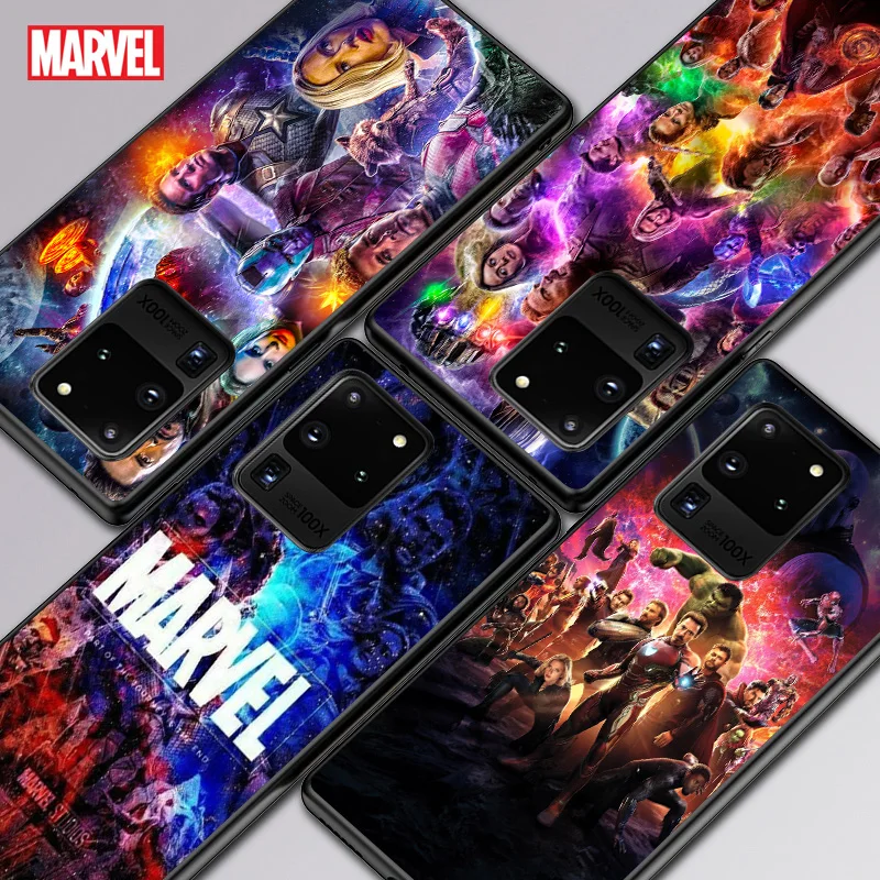 С изображением героев фильма Марвел «мстители» для Samsung A01 02 02S 11 12 21 21С 22 31 32; Большие размеры 41, 42, 51 72 S20 Ultra Plus 4G 5G черный мягкий чехол для телефона с изображением цветов