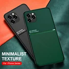 Чехол с кожаной текстурой для iPhone 12 11 Pro Max Mini XS XR 8 7 Plus + SE 2020, чехол для телефона, автомобильный магнитный держатель, ударопрочный чехол из ТПУ