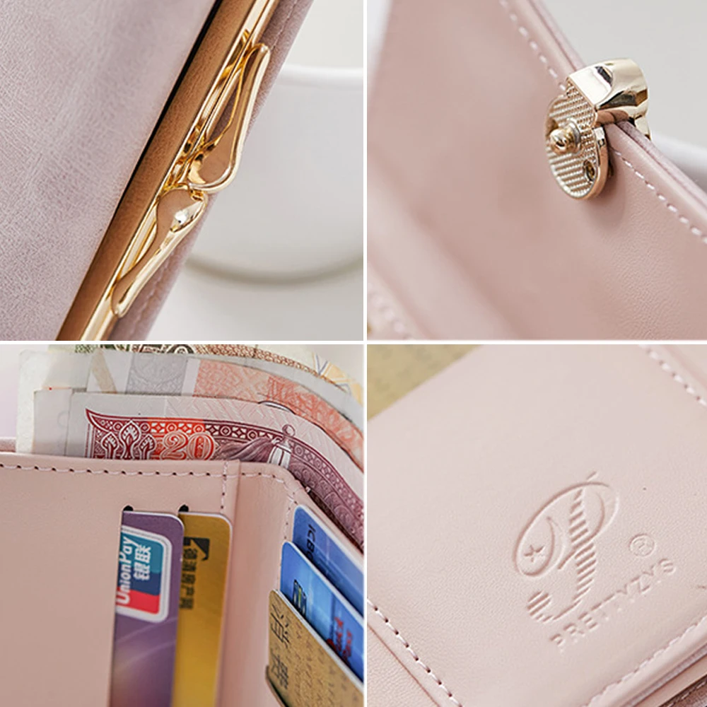 

Band Fashion Women wallet small three fold PU leather coin wallet Ptgirl multi-function women purse carteira Sac