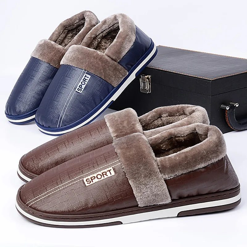 Мужские бархатные домашние тапочки Нескользящие тапки из пены с памятью Memory Foam