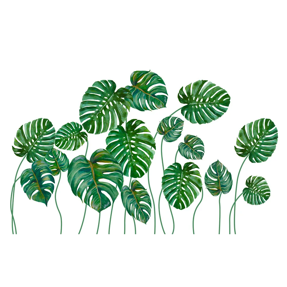 

Northern Europe Green Leaf Wall Stickers Bedroom Living Room Study Background Wall Home Decoration Wall Stickers
