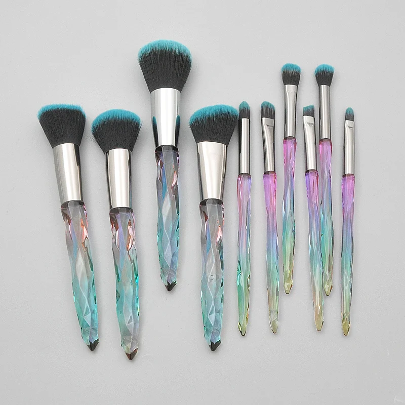 

10 Pcs Professional Makeup Brushes Diamond Crystal Make Up Brushes Blending Brush Cosmetic Brush Set Pincel Maquiagem