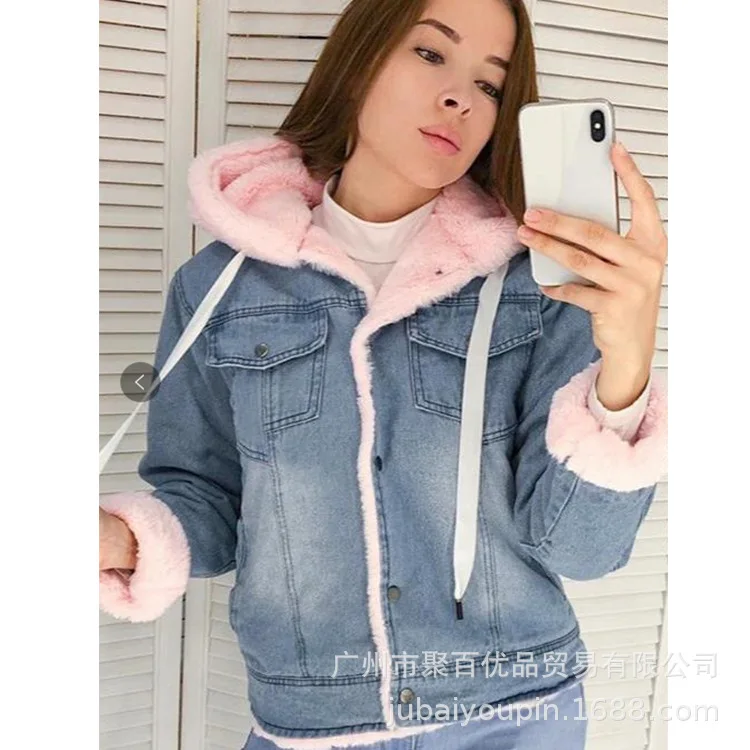 Женские флисовые джинсовые парки зимнее пальто куртка женские с