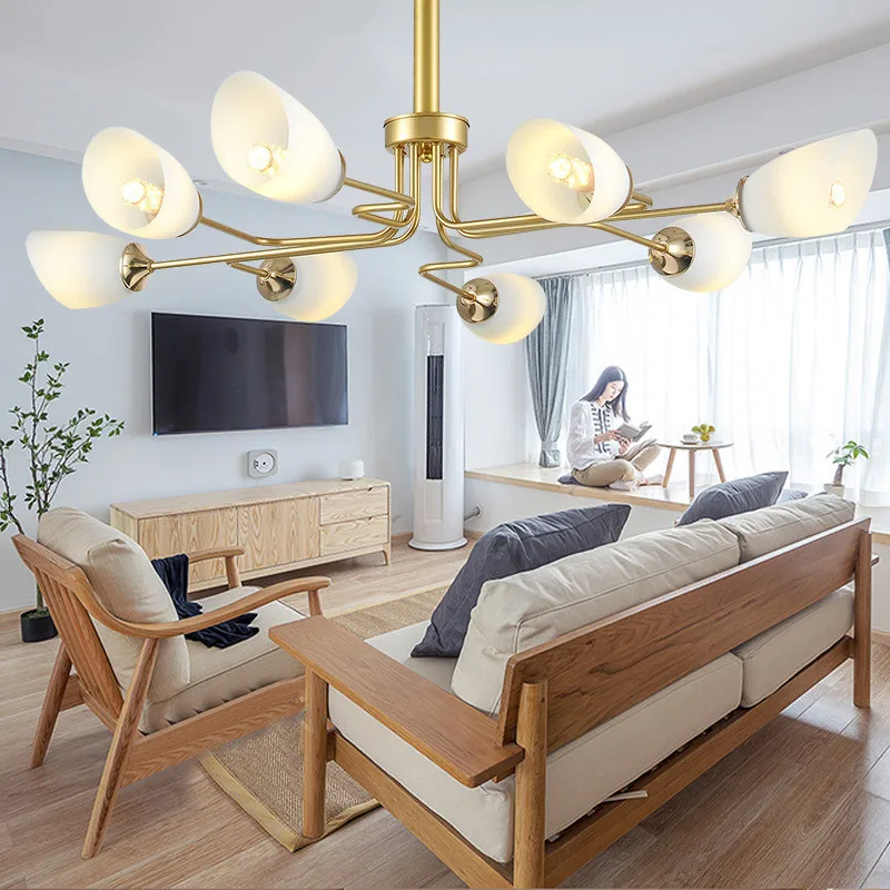 4/6/8 Heads Postmodern Art Glass Pendant Light Creative Wrought Iron Living Dinner Led Hanging Fixtures Free Shipping | Освещение