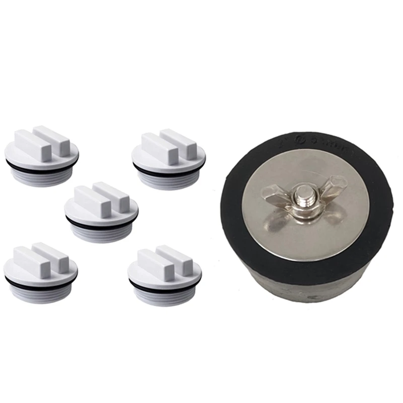 

5X Threaded Swimming Pool Spa Filter Drain Plug With O-Ring & 1 Pcs Rubber Stopper Plug Swimming Pool Winterizing Plug