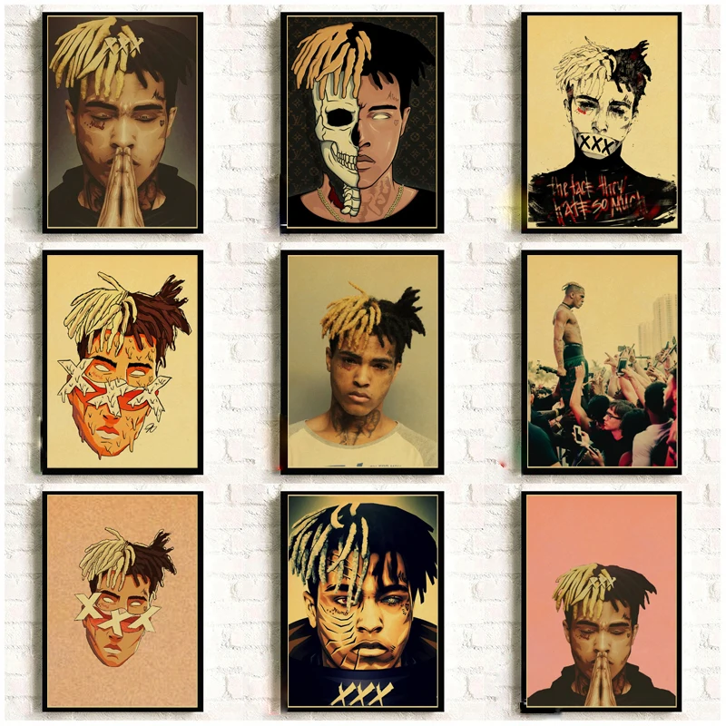 

Bar Caffe Living Room Decor Retro Poster Print Canvas Painting Vintage Wall Decor Picture XXXTentacion Rap Hip Hop Music Singer
