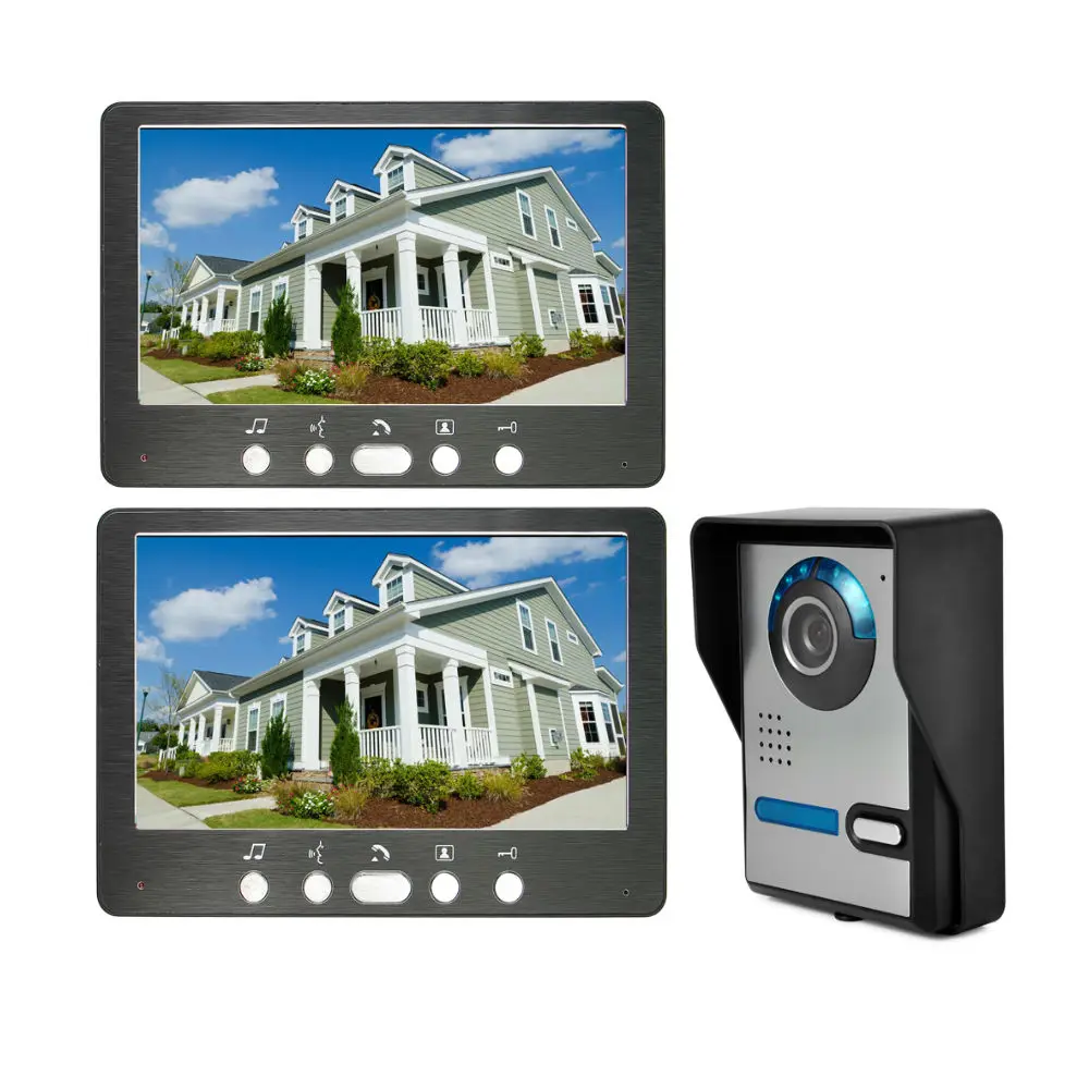 Visual Intercom Doorbell 7'' TFT LCD Wired Video Door Phone System Indoor Monitor 700TVL Outdoor IR Camera Support Unlock
