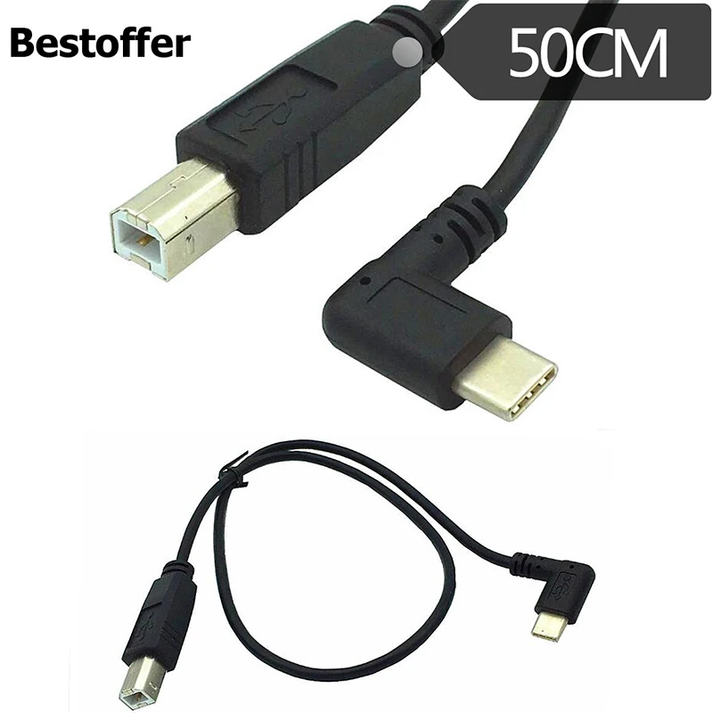 0 5 метра USB 2 B к Type-C 90 ° правый угловой штекер Удлинительный кабель для