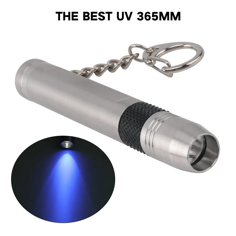 BORUiT 330LM Q5-XPE светодиодный мини 365nm УФ-светильник фиолетовый светильник брелок фонарь ювелирные изделия идентификация портативный фонарь