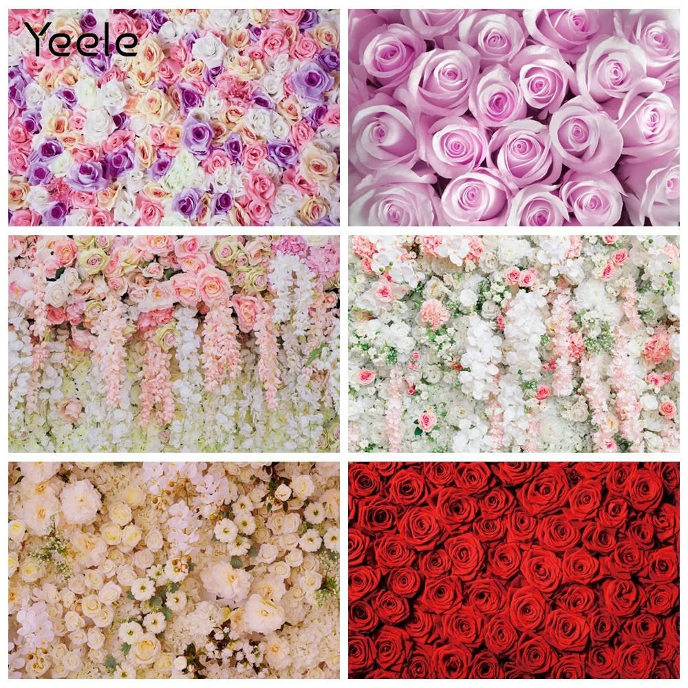 Фон для фотосъемки Yeele с изображением белых цветов на стену свадебной церемонии |