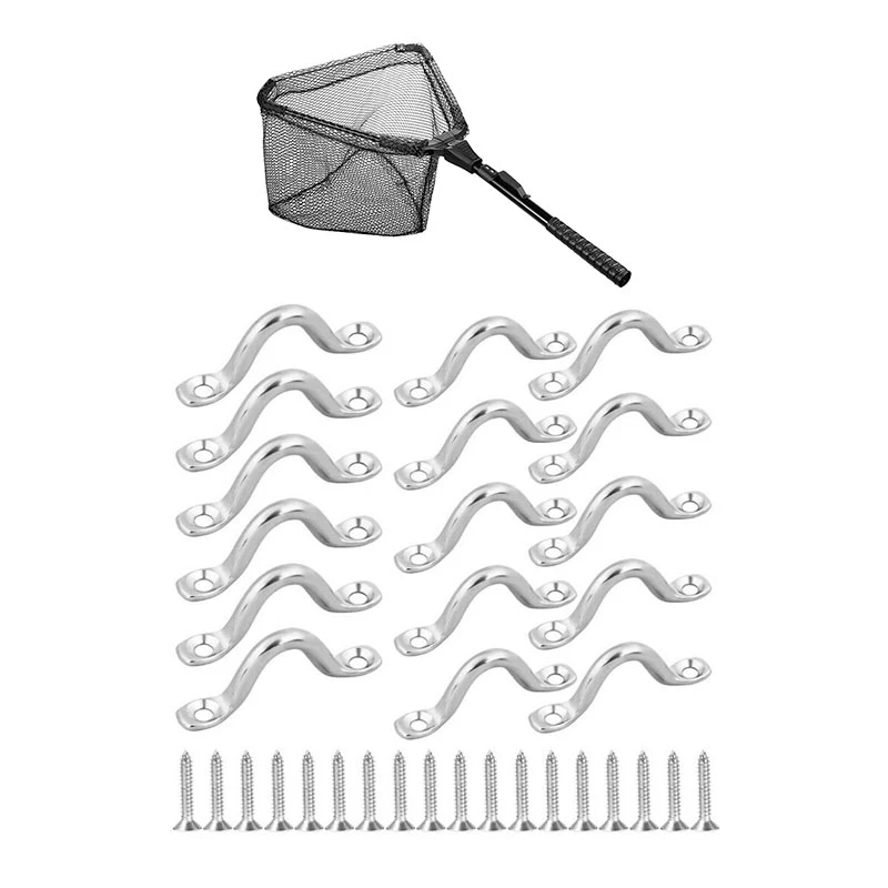

1 комплект, подставка из нержавеющей стали, глазные ремни с винтами, зажимной ремень, кронштейн и 1 шт., складная рыболовная посадочная сеть