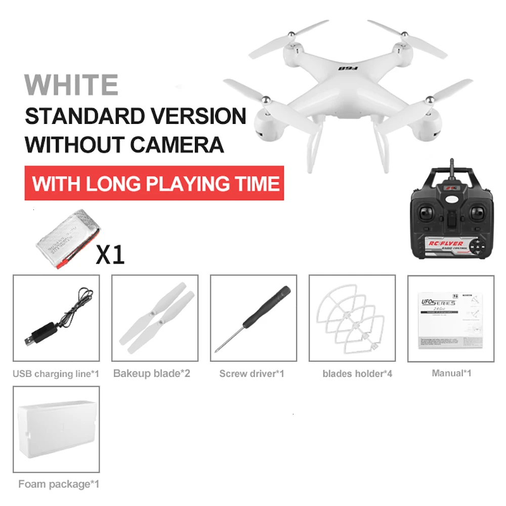 White No Camera Дрон 4k HD 1080p WiFi fpv Дрон высота держать парение сервопривод для квадрокоптера камера rc вертолет однокнопочный посадочный Дрон с камерой - Цвет: White No Camera