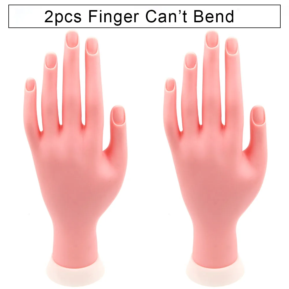 2PCS can not bend 2 шт маникюр практика руки гибкие подвижные ногти рука обучение пластиковая модель поддельные руки принтер Практика Дисплей Инструмент для ногтей - Цвет: 2PCS can not bend