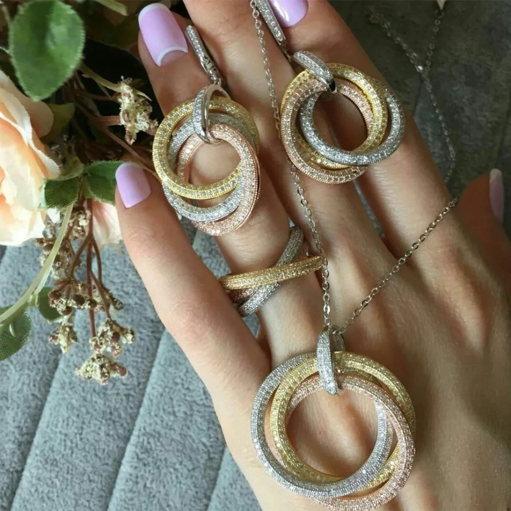 XC347 Роскошные дизайнерские ювелирные украшения из стерлингового серебра с блестящим цирконом для женщин милые и прелестные.