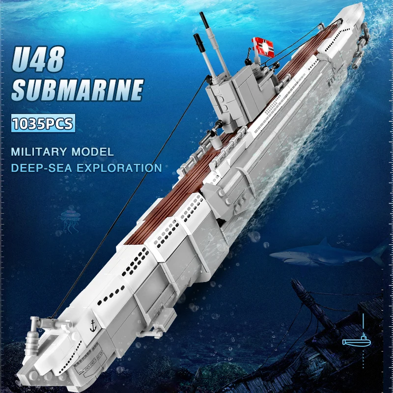 

Yeshin PG15001 Military Toys Series The MOC U48 Submarine Model Building Block Assembly Brick Model Kids Christmas Gifts