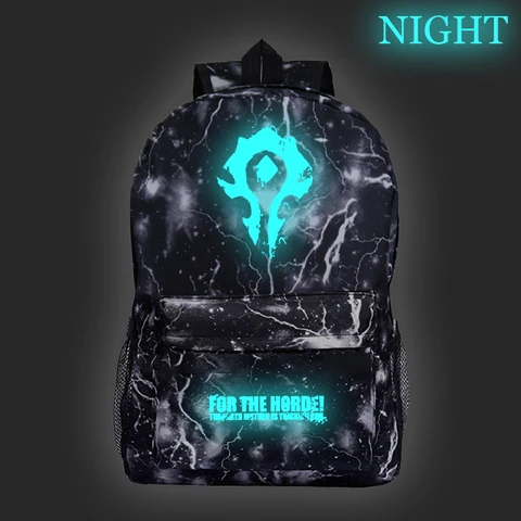 Светящийся рюкзак World of Warcraft для мужчин и женщин, детские дорожные сумки для книг, школьные ранцы для мальчиков и девочек для ноутбука