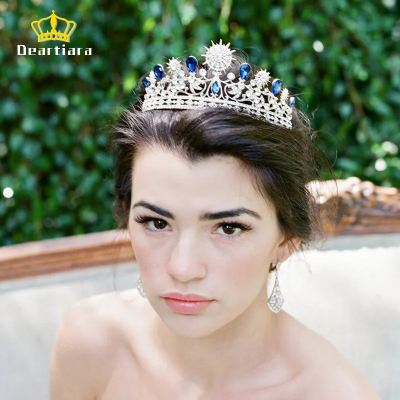Синие тиары свадебные Стразы Свадебная Корона невесты для выпускного вечера