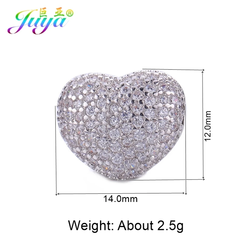 Ажурные бусины Juya Ali Moda с сердечками из циркония микрозакрепкой для женщин