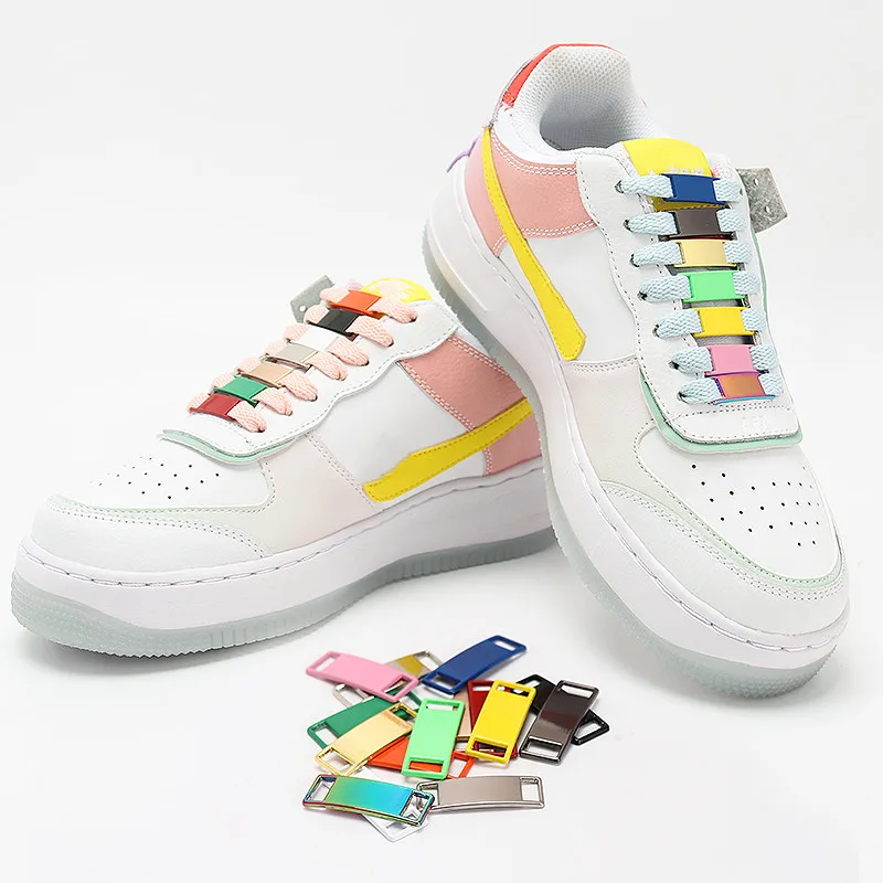 1 Pair Shoelaces Buckle Shoes Decorations Sneaker Kits Metal Buckle Stylish and Suitable for All Kinds of Flat Laces