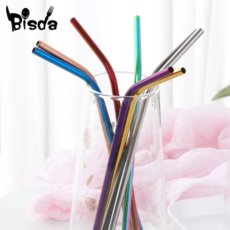 100 шт. соломинки из нержавеющей стали оптом многоразовые золотистого металла