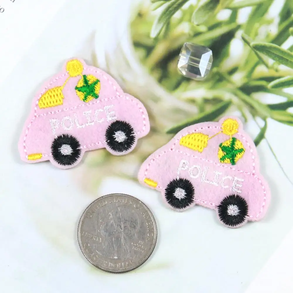 10 шт. нашивки с рисунками из мультфильмов Розовая вышивка полицейской машины