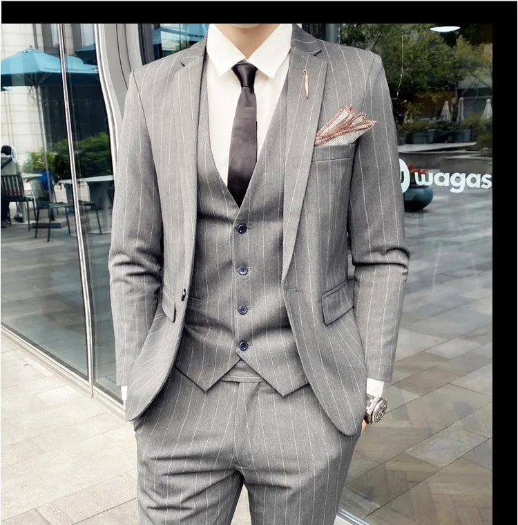 2020 Модный Новый мужской костюм светло-серый королевский формальные 3 предмета