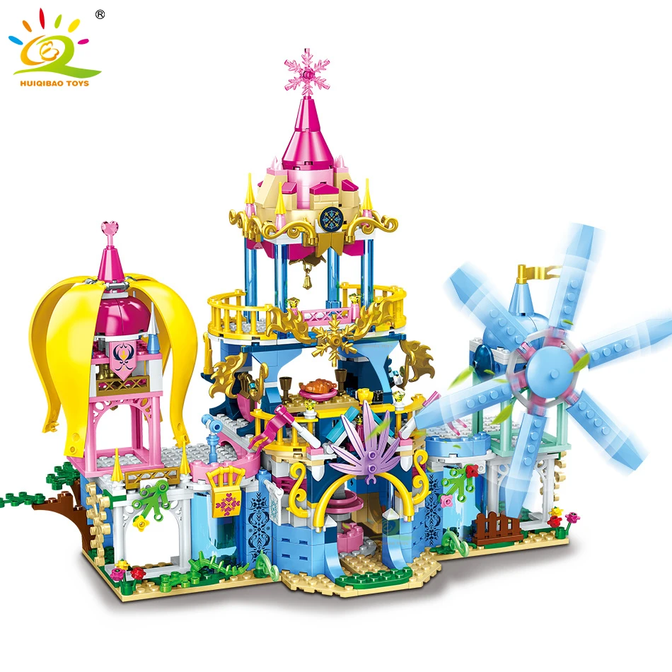 

HUIQIBAO 619Pcs City Friend Ice Snow Castle Windmill Building Blocks Princess Girls Friends Figures Bricks Toys Children Gifts