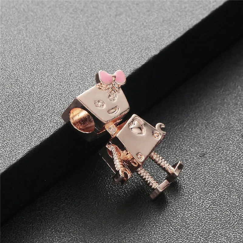 1Pcs New Cute Robot Girl Pendant DIY Beads Suitable for Original Pandora Charm Bracelet Ladies Jewelry Making Gifts | Украшения и