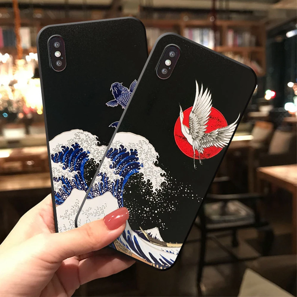 3D картина морская волна Телефон чехол для iPhone 7 6s 8 XR XS Plus китайский стиль пара 11 Pro