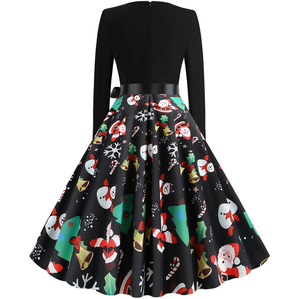 Женское рождественское платье JAYCOSIN Осеннее винтажное с длинным рукавом 50s 60s