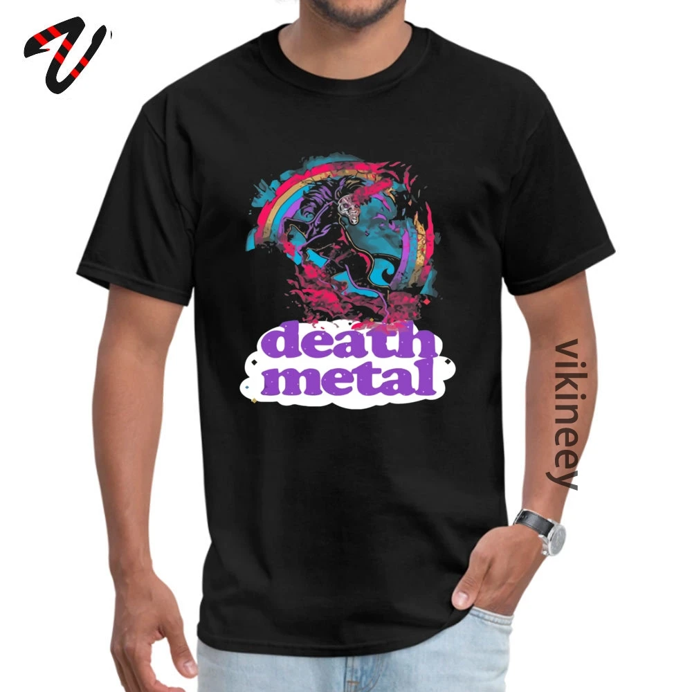Мужская футболка с коротким рукавом Death Metal круглым вырезом и принтом единорога
