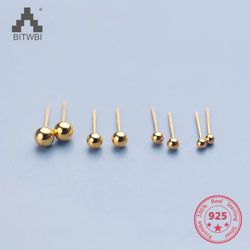 

Jewelry Female 2020 Small Ball Stud Earrings for Women Girls 925 Sterling Silver Earrings Gold Color Ear Piercing Cute Earings