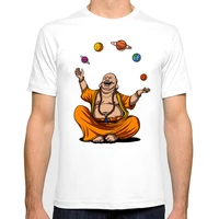 new fashion men summer zen yoga buddha juggling space planets meditation t shirt printed male retro style casual novelty
