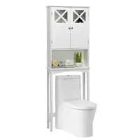 2-Door Over The Toilet Bathroom Space Saver Storage Cabinet w/ Adjustable Shelf White