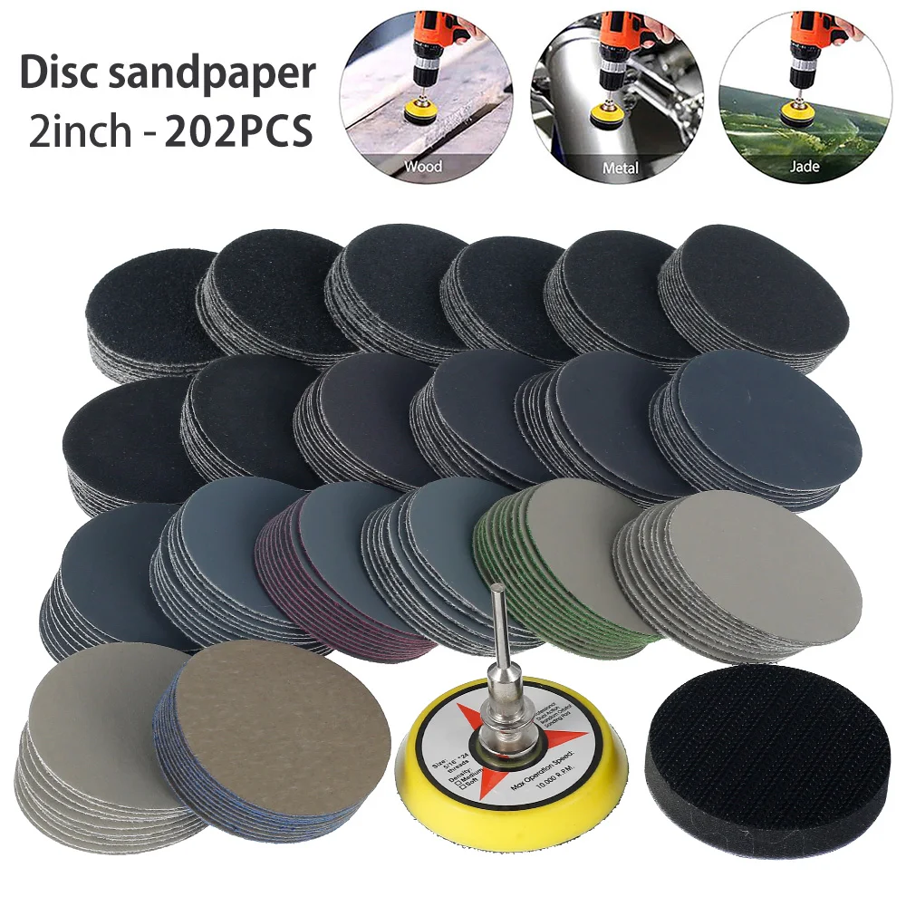 

202pcs Wet Dry Sandpaper 60-7000 Grit Sanding Disc Round Grinding Pad 2" 50mm Waterproof Sand Paper Sander Sheet Polishing Tool