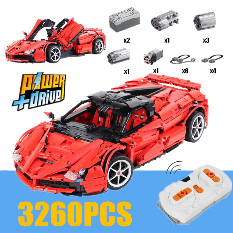 Новый MOC супер Ferraried красные гонщики гоночный спортивный автомобильный двигатель