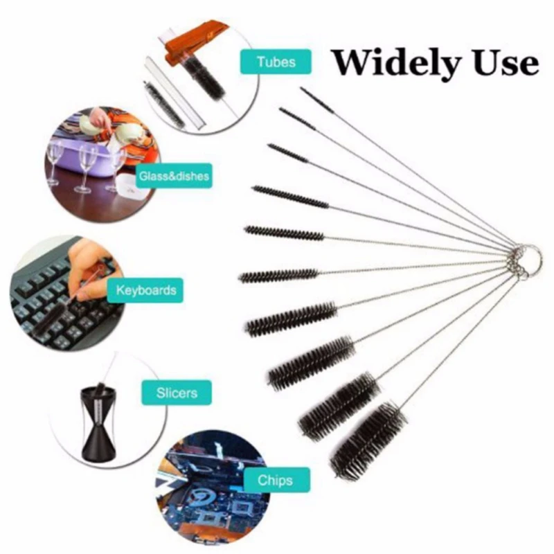 

10 Pcs Stainless Steel Handle Aquarium Fish Tank Cleaning Brush New Durable Nylon Shank Briar Pipe Cleaner Pet Supplies