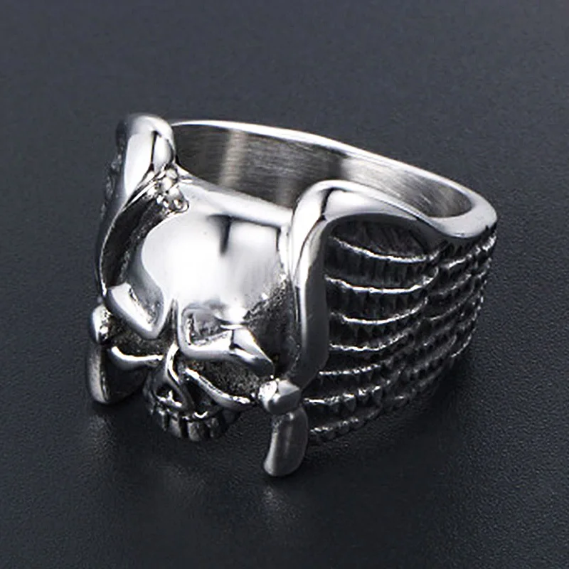 Винтаж для девочек подростков с крыльями ангела кольцо черепом Для мужчин панк