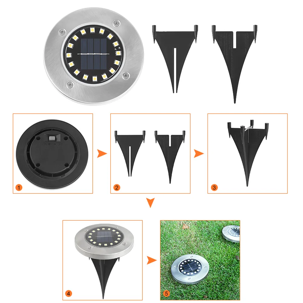 

4PCS 16 LED Solar Garden Lights Waterproof Light Underground Sensing Landscape Lights For Lawn Pathway Outdoor Lighting Decor