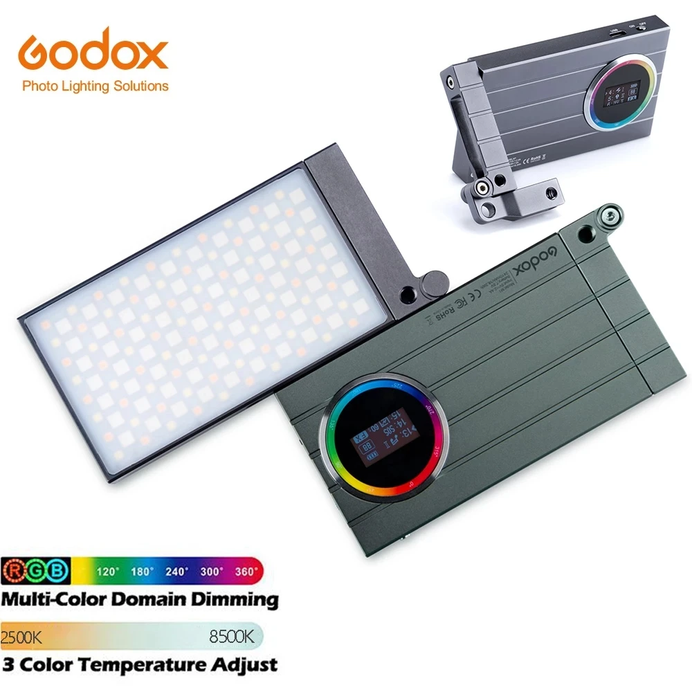 

Godox M1 RGB LED Full Color Video Lamp light 13W 2500~8500K Color Temperature Brightness Adjustable and 40 Lighting Effects
