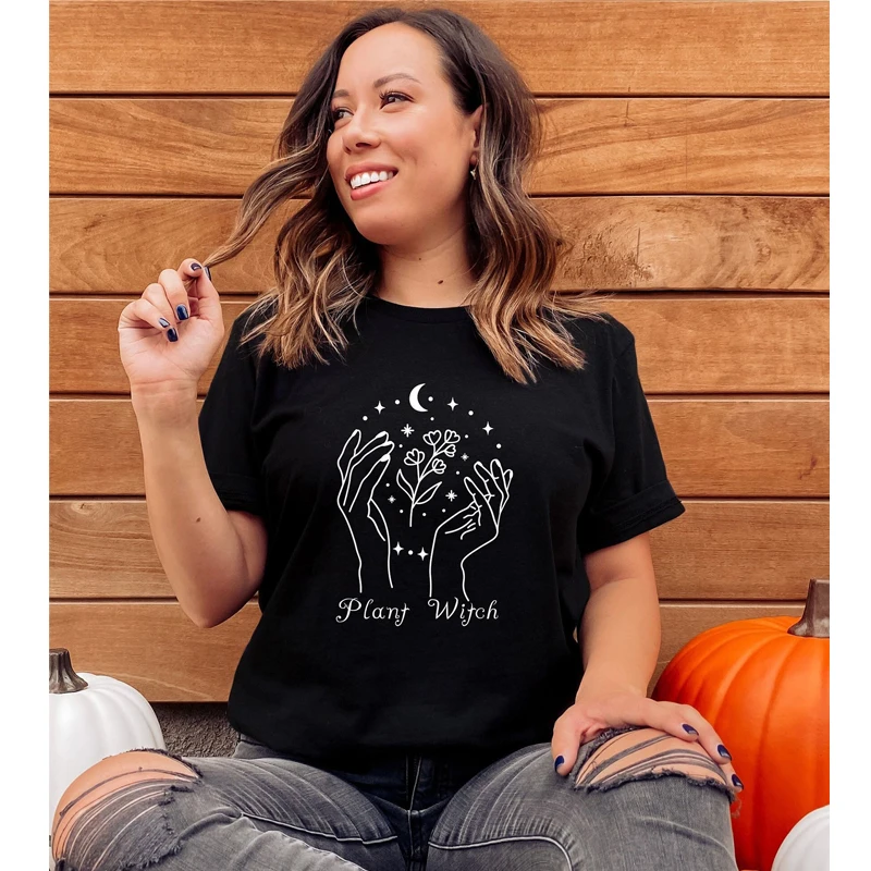 

Plant Witch T-shirt Vintage Witchy Woman Nature Gardening Top Tee Shirt