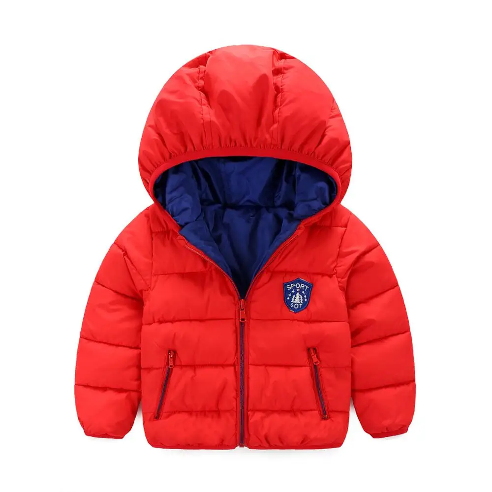 Зимний пуховик с капюшоном для мальчиков и девочек яркая расцветка детская