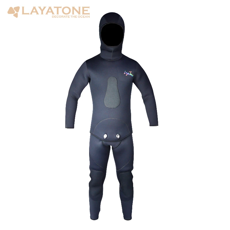 LayaTone 7 мм Неопреновая Балаклава Гидрокостюмы Подводное плавание с аквалангом; Подводная охота Сноркелинг охотничий костюм зимний купальник из 2 частей сплит шапка мокрый костюм