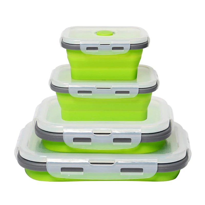 Силиконовая складная бэнто СВЧ силиконовая коробка для ленча еды Ланчбокс