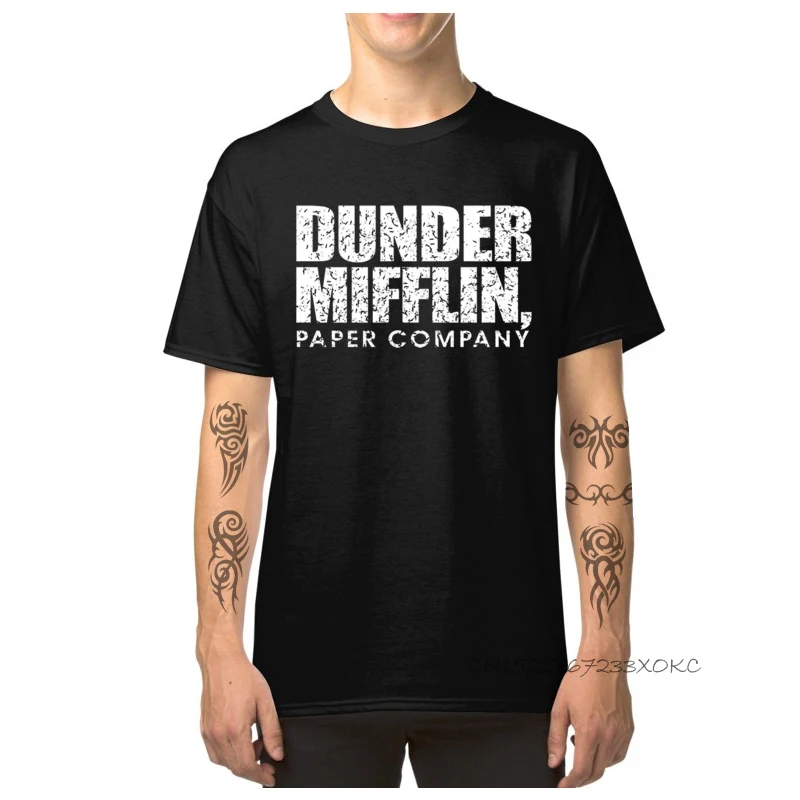

Футболка Dunder Mifflin с надписью Paper Company, мужские футболки, новые брендовые хлопковые Топы И Футболки с круглым вырезом для мужчин, летняя футбол...