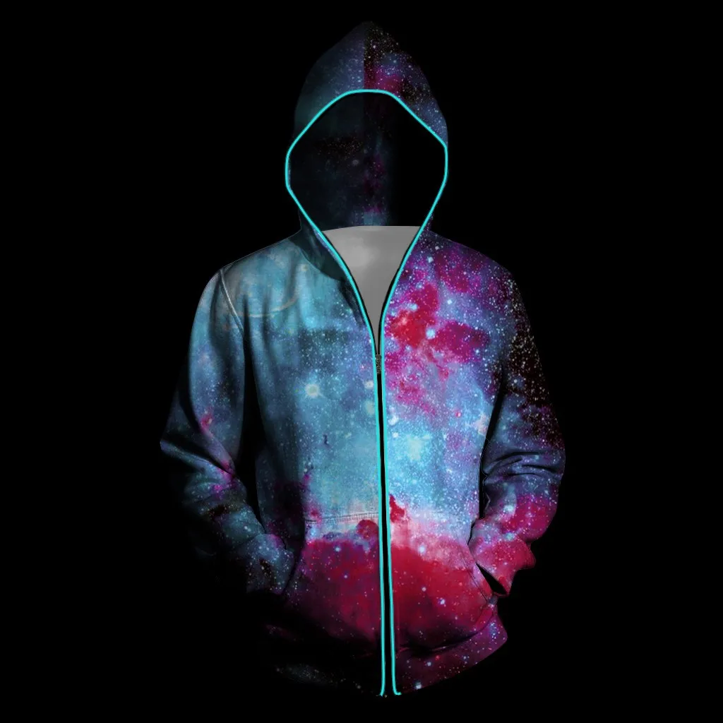 2019 толстовка с капюшоном блуза светодиодная светящаяся куртка мужской костюм