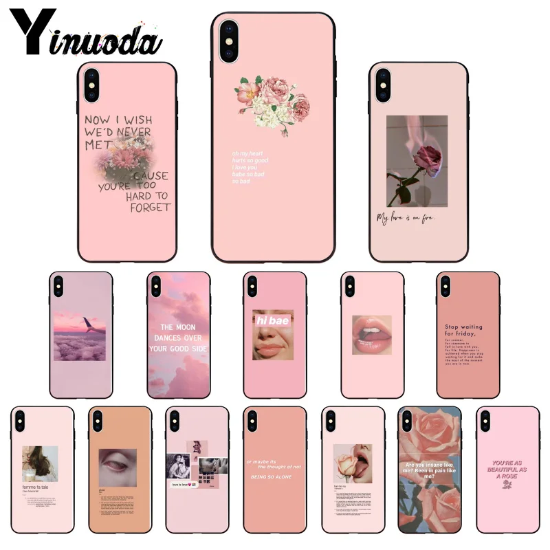 Yinuoda Винтажный Розовый эстетический песенок, черный чехол для телефона Apple iPhone 8 7 6 6S Plus X XS MAX 5 5S SE XR, чехлы