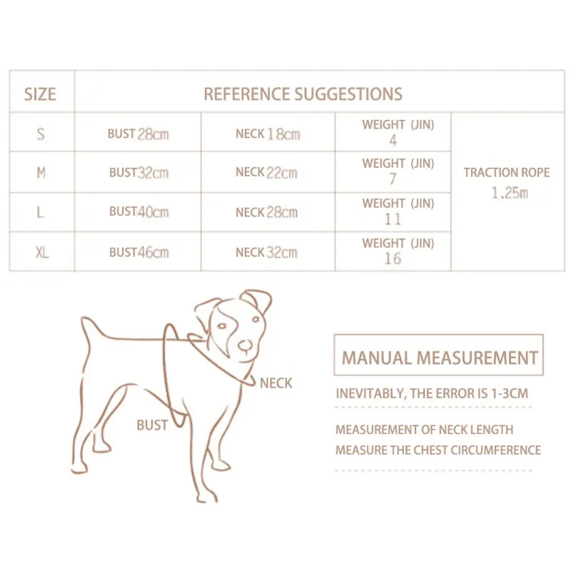 

Dog Traction Rope Set S-XL Pet Supplies Chest Harness Collar Leash Vest Comfortable Lining Printing Anti-Strangle Walking